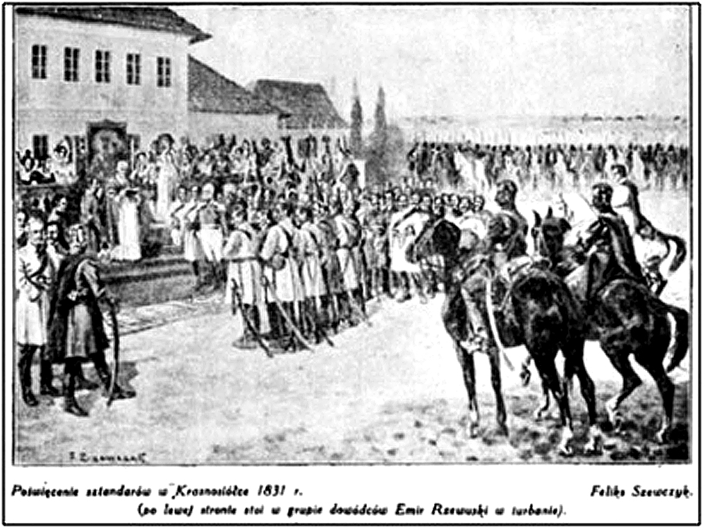 В. Ржевуський (зліва) в Красносілці під час Листопадового повстання 1831 р.